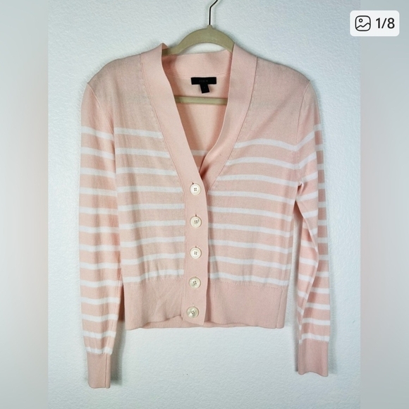 J. Crew Light Pink Striped Cardigan small - Picture 4 of 4